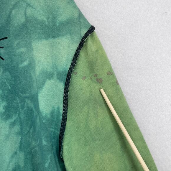 BREAD Top Womens L 3/4 Sleeve Patchwork Lagenlook Tie Dye Asymmetric Green - Picture 10 of 16